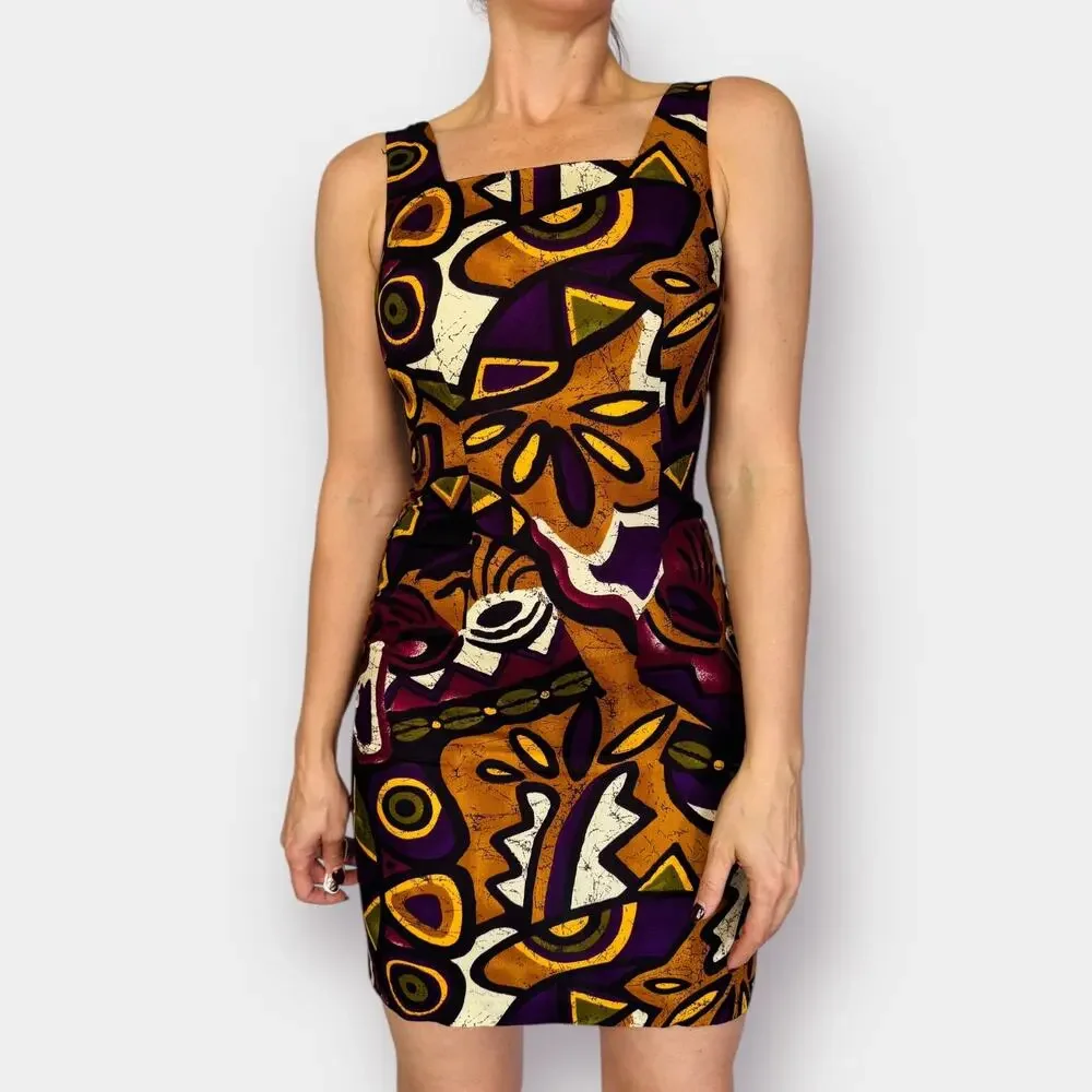 90s Scarlett abstract pattern‎ Dress Size S